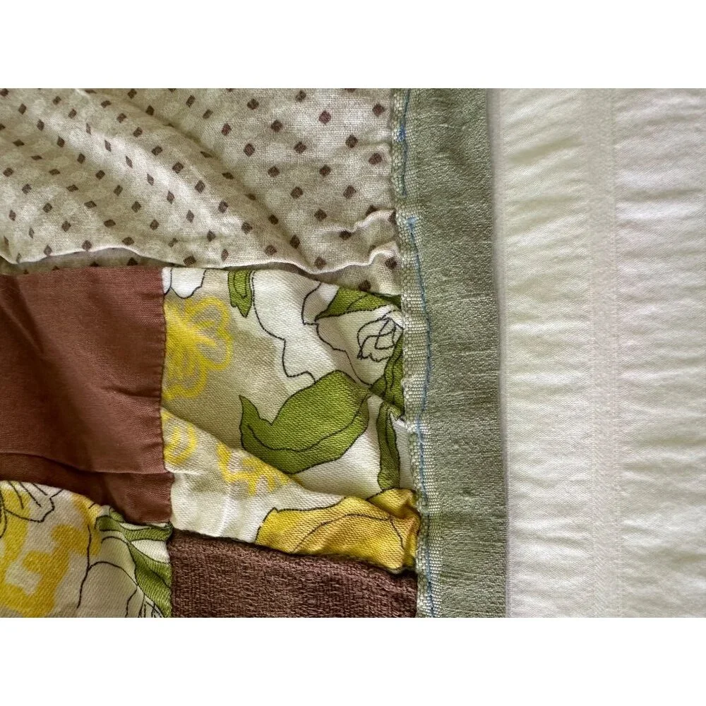 Vintage Quilt Handmade Patchwork Brown Accents 67